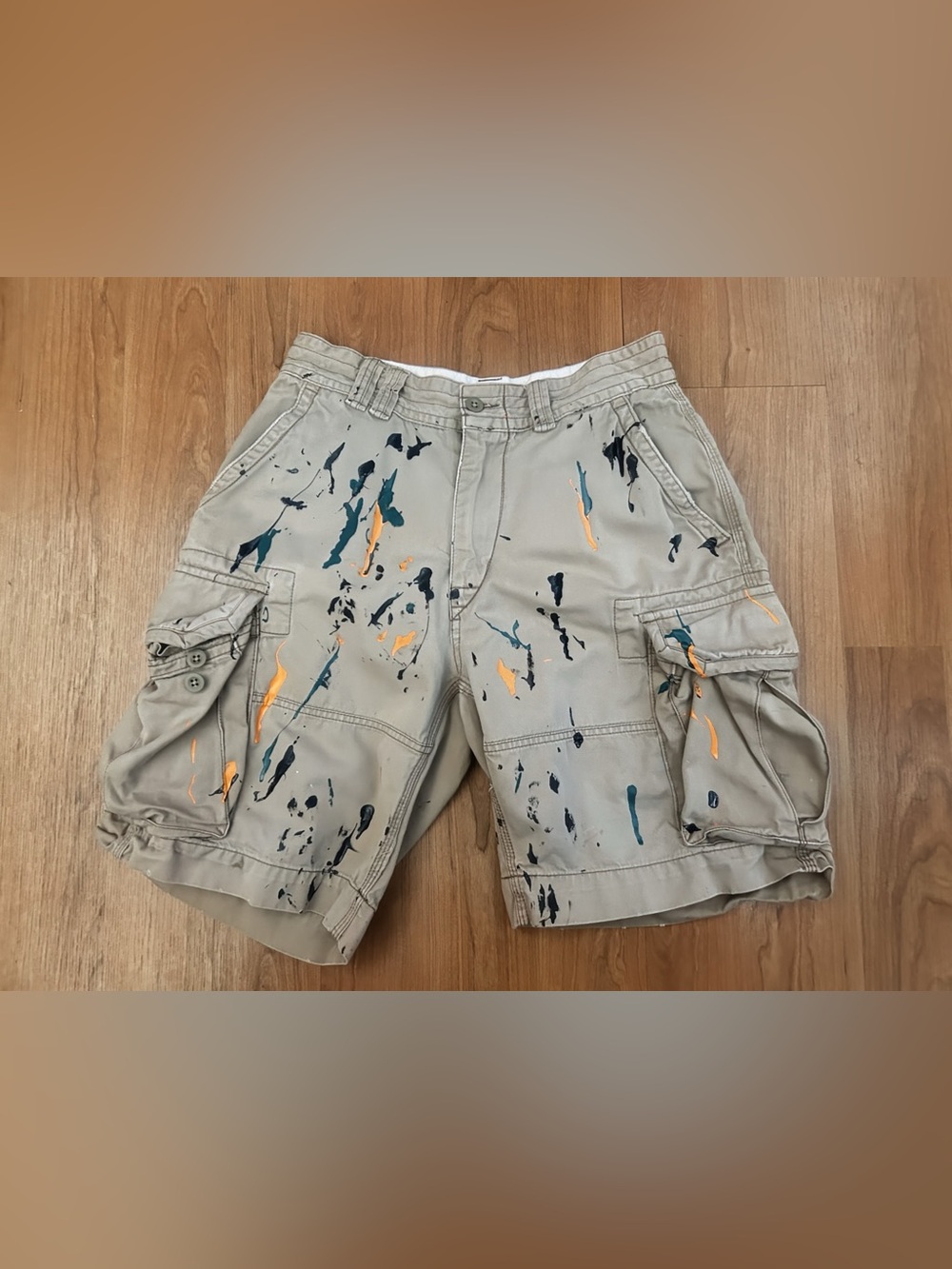 Vintage Polo Ralph Lauren Khaki Cargo Utility Shorts Mens Size 30